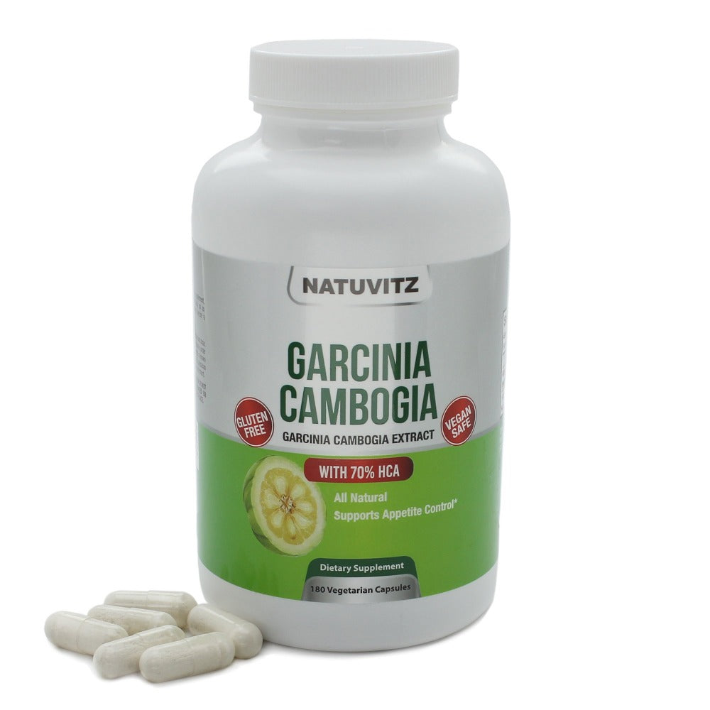 Garcinia Cambogia Extract 1600mg 70% HCA – Supports and Improves Digestion System, Gluten Free Metabolism Booster Pills (180 Veggie Capsules) - NATUVITZ