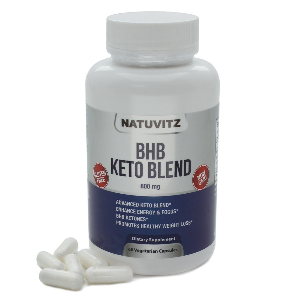 Advanced BHB Keto Complex Blend Dietary Supplement – Gluten Free, Non-GMO - 800mg (60 Vegetarian Capsules) - NATUVITZ