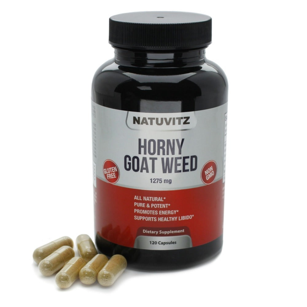 Horny Goat Weed - Dietary Supplement - Testosterone Booster - Gluten Free, Non-GMO - 1275 mg (120 Capsules) - NATUVITZ