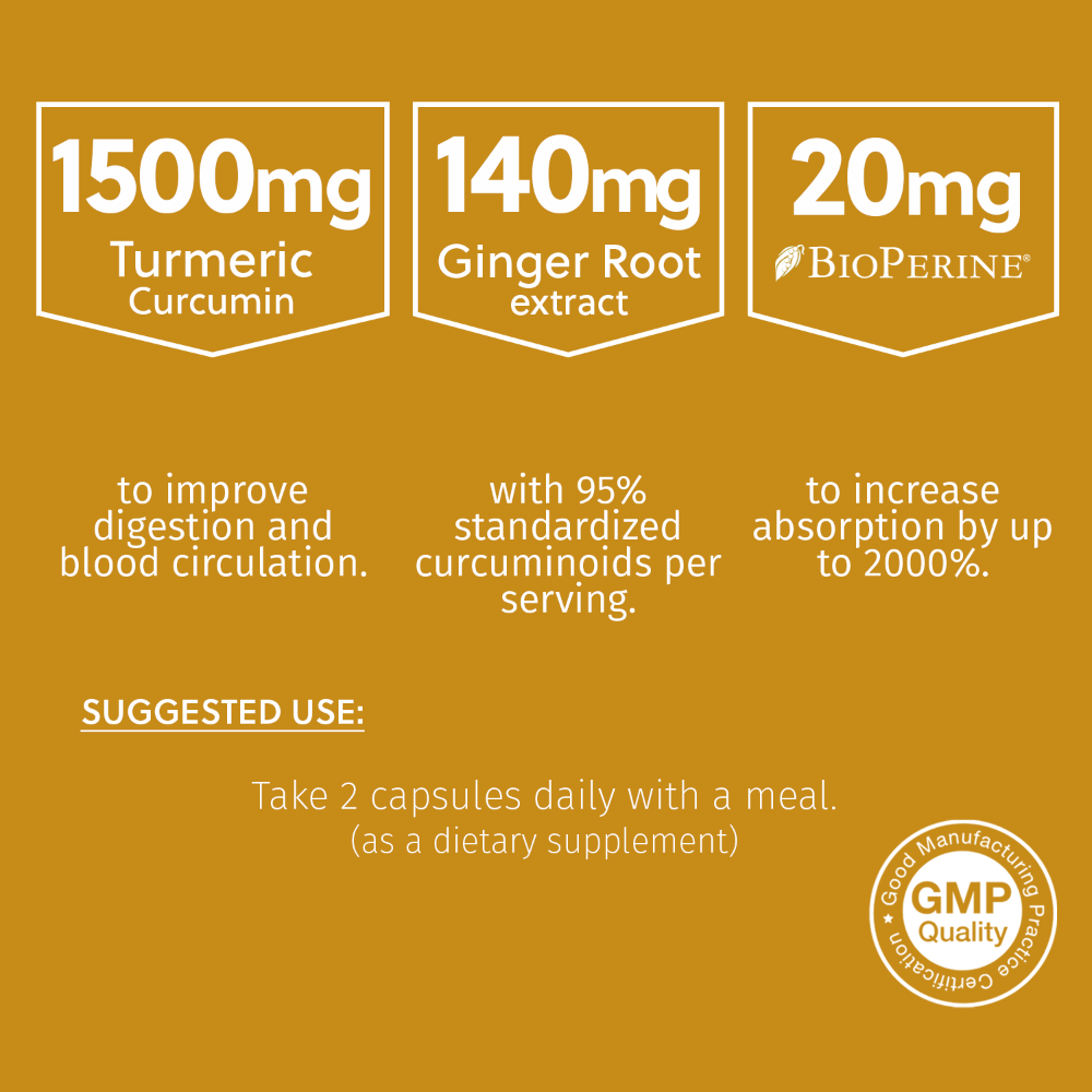 Turmeric Curcumin with Ginger Root and BioPerine - NATUVITZ