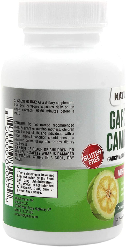 Copy of Garcinia Cambogia Extract 1600mg 70% HCA – Supports and Improves Digestion System, Gluten Free Metabolism Booster Pills (90 Veggie Capsules) - NATUVITZ