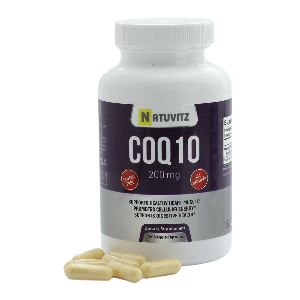 NATUVITZ - CoQ10 Heart Health Dietary Supplement - Gluten Free and All Natural 200mg Veggie Capsules, 120 Count. - NATUVITZ