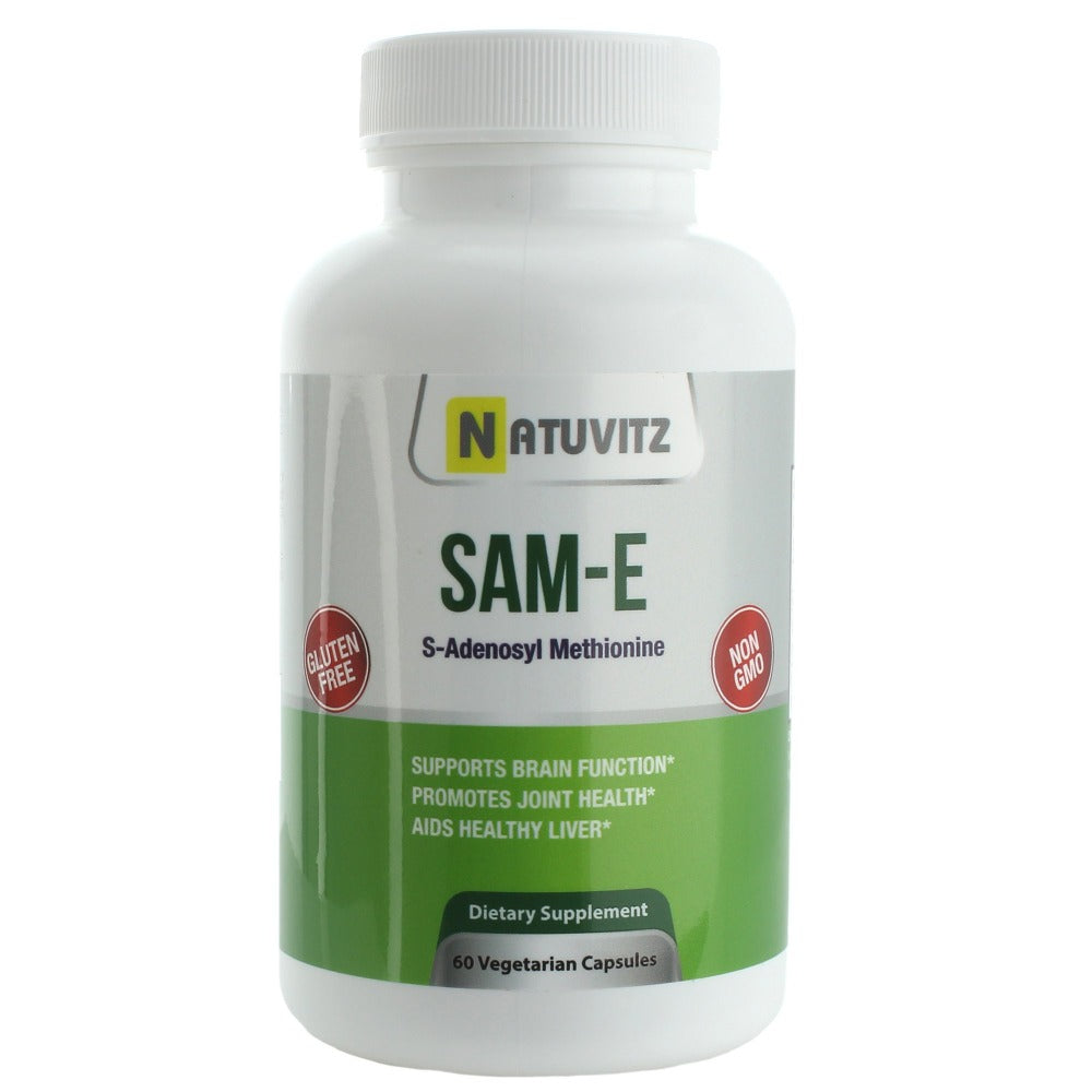 Sam-E 500mg (60 ct) – Memory Supplement That Supports Joint Health, Liver Function, Brain Metabolism, Nervous System, Positive Mood, Antioxidant Defense and Natural Stress Relief - NATUVITZ