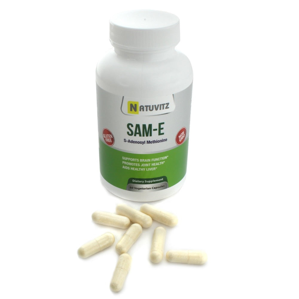 Sam-E 500mg (60 ct) – Memory Supplement That Supports Joint Health, Liver Function, Brain Metabolism, Nervous System, Positive Mood, Antioxidant Defense and Natural Stress Relief - NATUVITZ