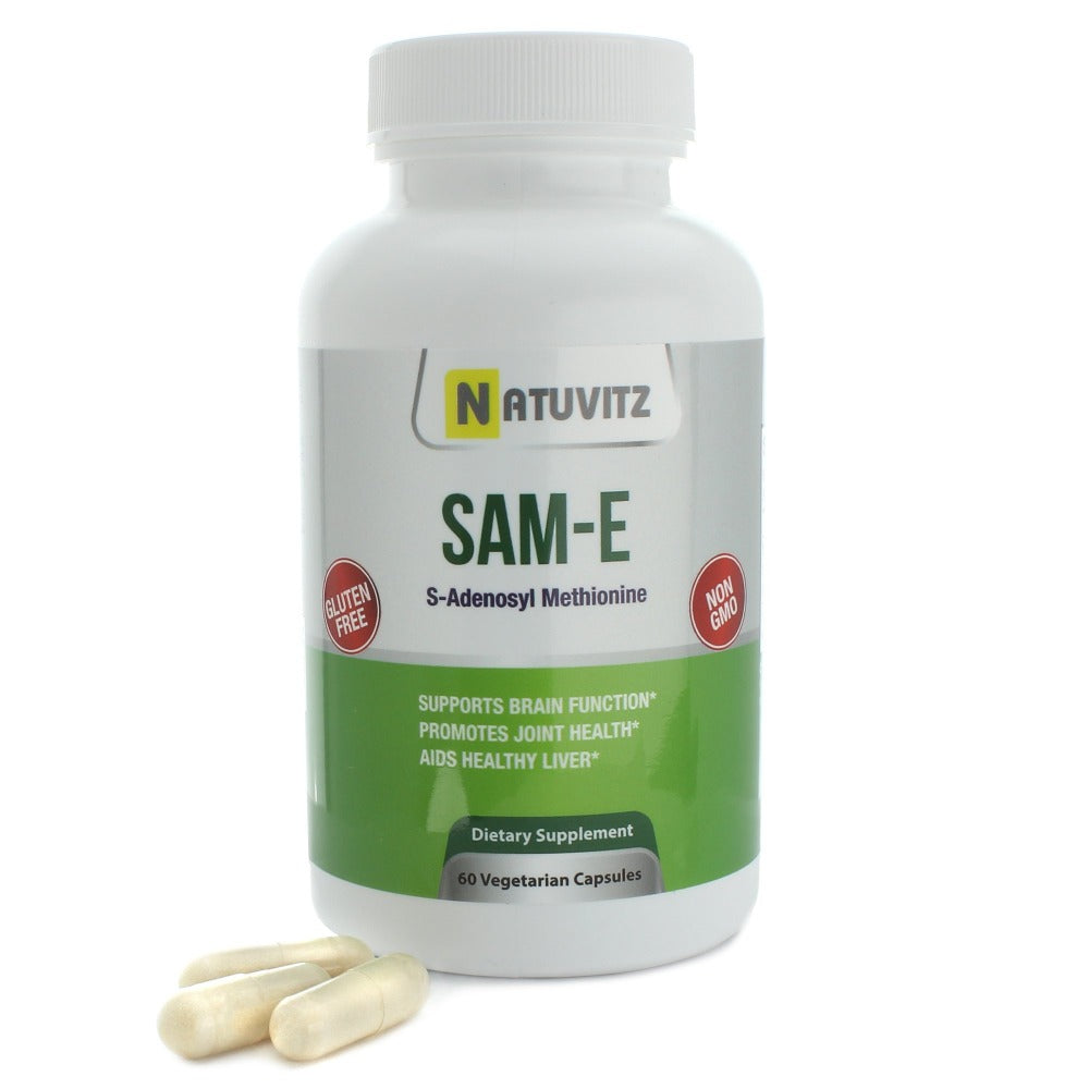 Sam-E 500mg (60 ct) – Memory Supplement That Supports Joint Health, Liver Function, Brain Metabolism, Nervous System, Positive Mood, Antioxidant Defense and Natural Stress Relief - NATUVITZ