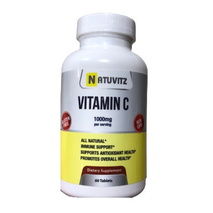 NATUVITZ Vitamin C Supplement for Immune, Antioxidant and Overall Health Support - 1000mg, 60 Tablets - NATUVITZ