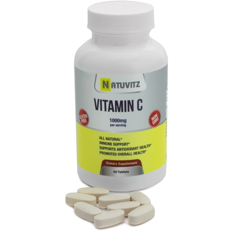 NATUVITZ Vitamin C Supplement for Immune, Antioxidant and Overall Health Support - 1000mg, 60 Tablets - NATUVITZ