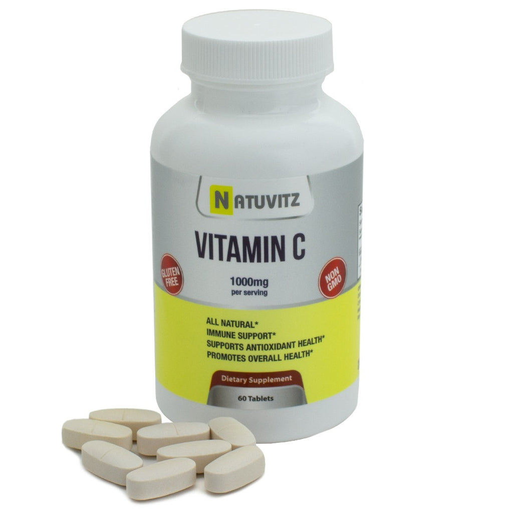 NATUVITZ Vitamin C Supplement for Immune, Antioxidant and Overall Health Support - 1000mg, 60 Tablets - NATUVITZ