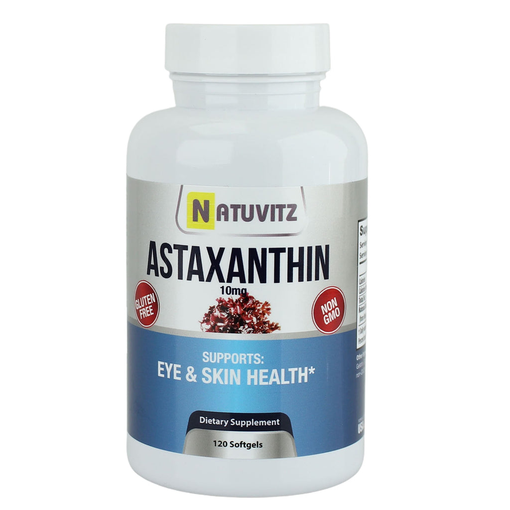 Astaxanthin 10 mg, (120 ct) - Premium Antioxidant Sports Nutrition & Immunity Supplement Supports Eye, Skin Hydration & Firmness, Exercise Recovery, Joint Pain & Cardiovascular Health - NATUVITZ